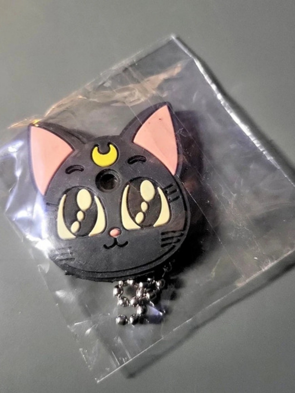 Sailor Moon Luna Cat Keychain in Black & Pink